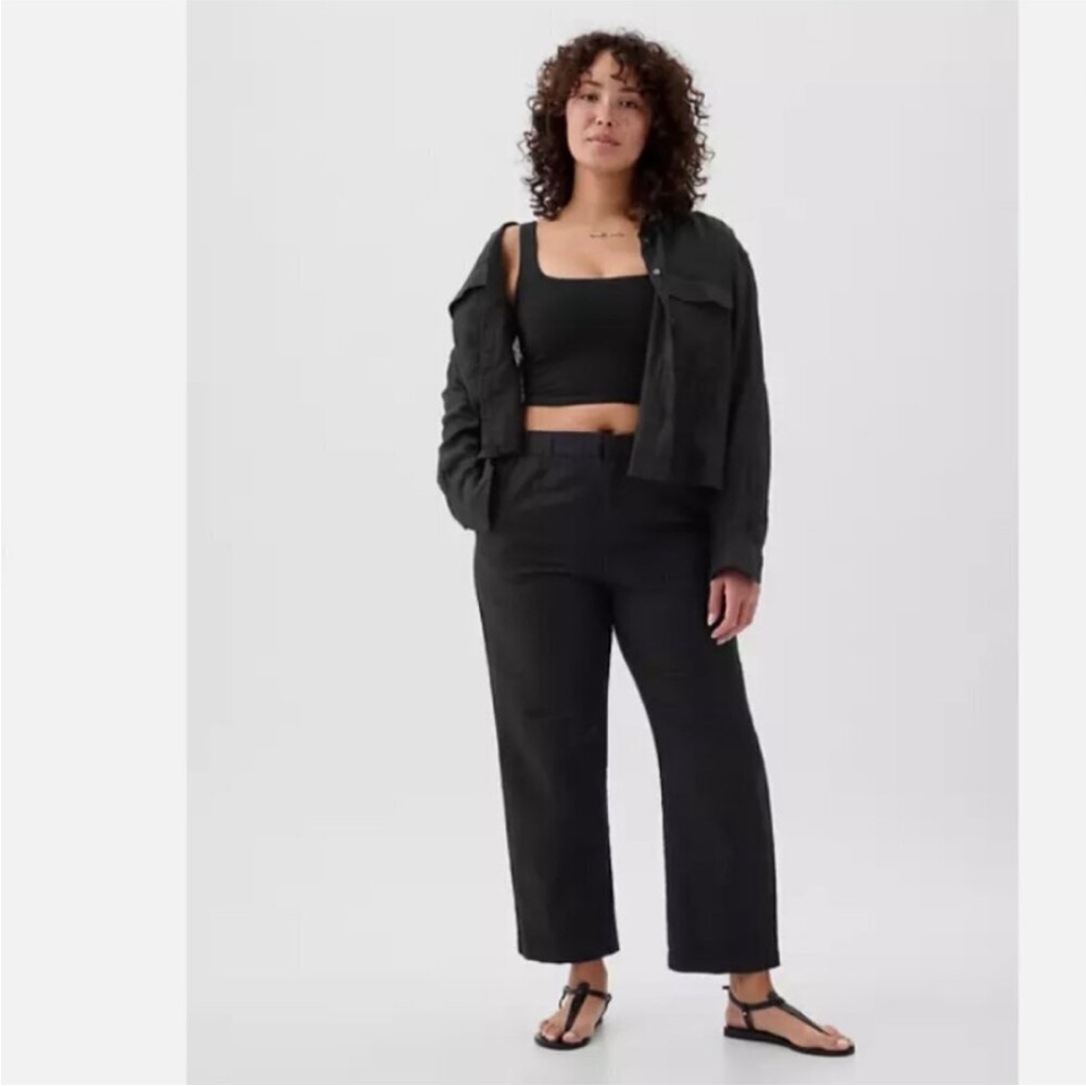 NWT! Gap Black High Rise Linen-Cotton Pull-On Pants - Multiple🩷 - Picture 9 of 14